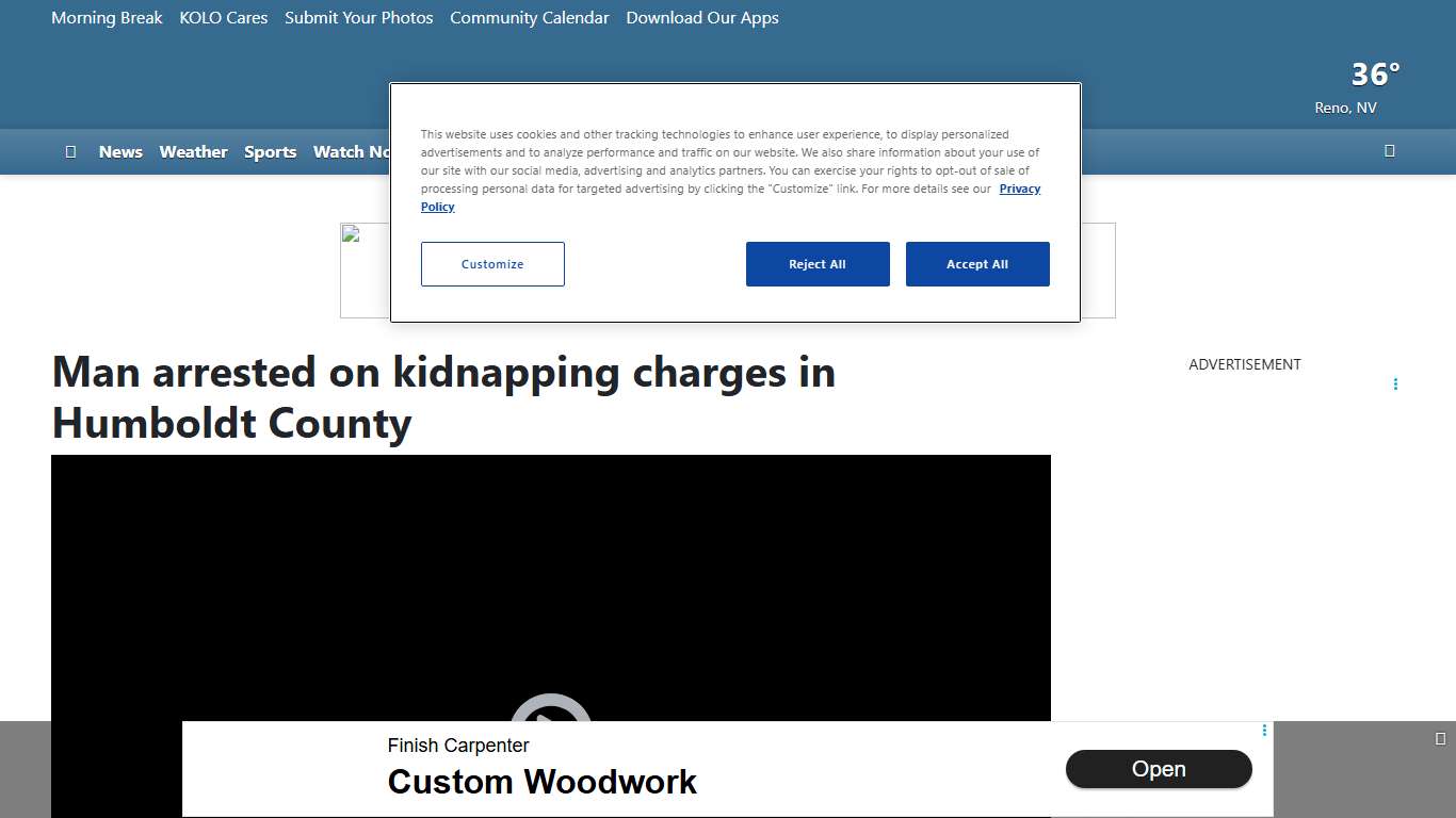 Man arrested on kidnapping charges in Humboldt County